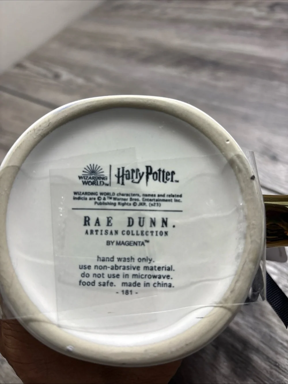Rae Dunn White Ceramic Harry Potter Collector Mug with Golden Snitch